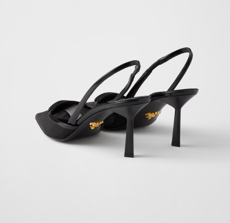 PRADA Mesh fabric slingback pumps