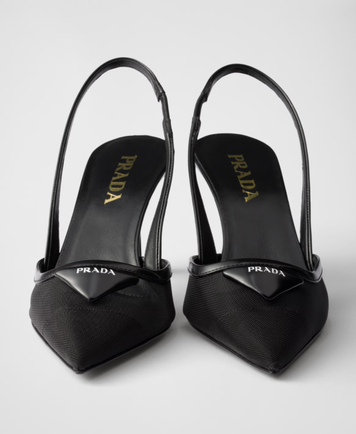 PRADA Mesh fabric slingback pumps