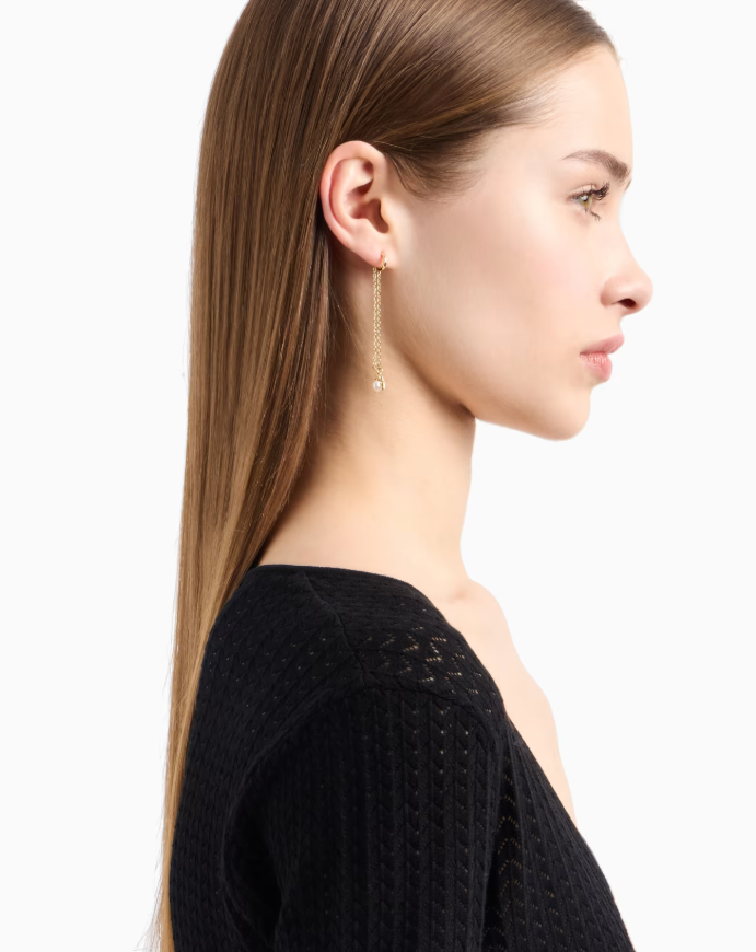 Boucles d'oreilles pendantes en laiton doré ARMANI