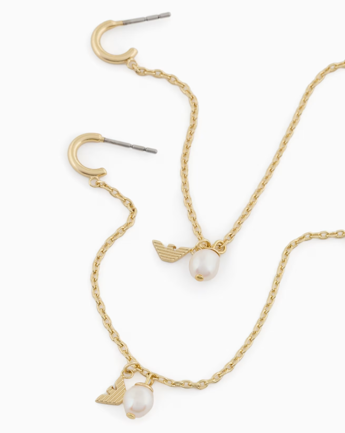 Boucles d'oreilles pendantes en laiton doré ARMANI