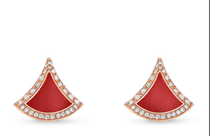 Boucles d'oreilles BVLGARI Divas' Dream en or rose, diamants et cornaline