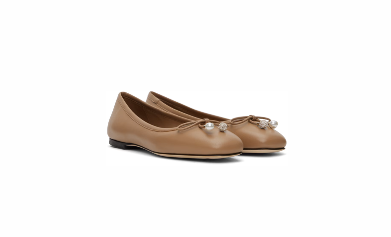 Jimmy Choo Beige Elme Ballerina Flats