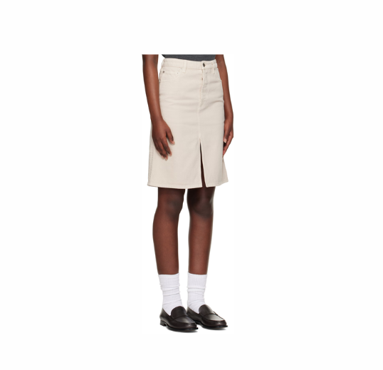 Jupe midi en denim beige aéré Burberry