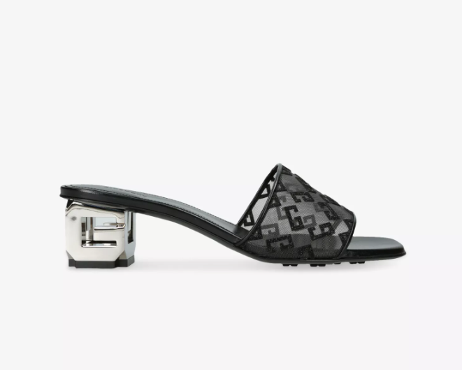 GIVENCHY G Cube 4G Transparent-Mesh Heeled Mules