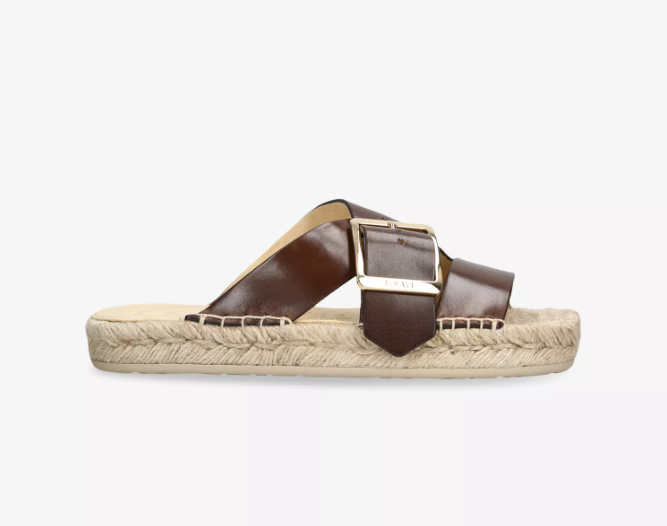 LOEWE Petal Leather Espadrille Sliders