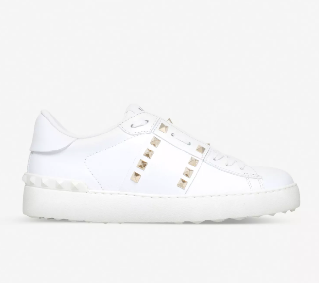 Rockstud leather low-top trainers