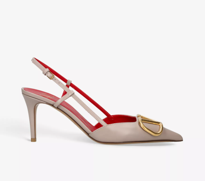 VLOGO 80 pointed-toe leather slingback courts