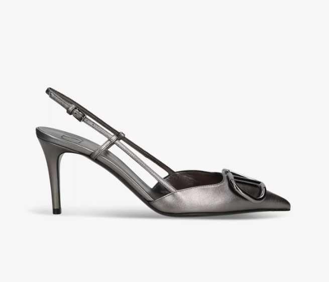 VLogo slingback leather heeled courts