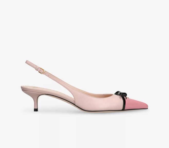 Bepointyn 45 Bow-Embroidered Slingback Patent-Leather Heeled Courts