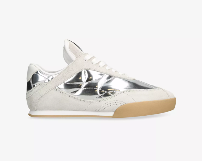 CHLOE Chloé Kick Metallic-Leather and Suede Low-Top Trainers
