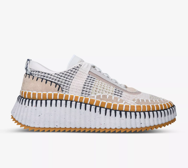 Nama embroidered suede and recycled mesh trainers