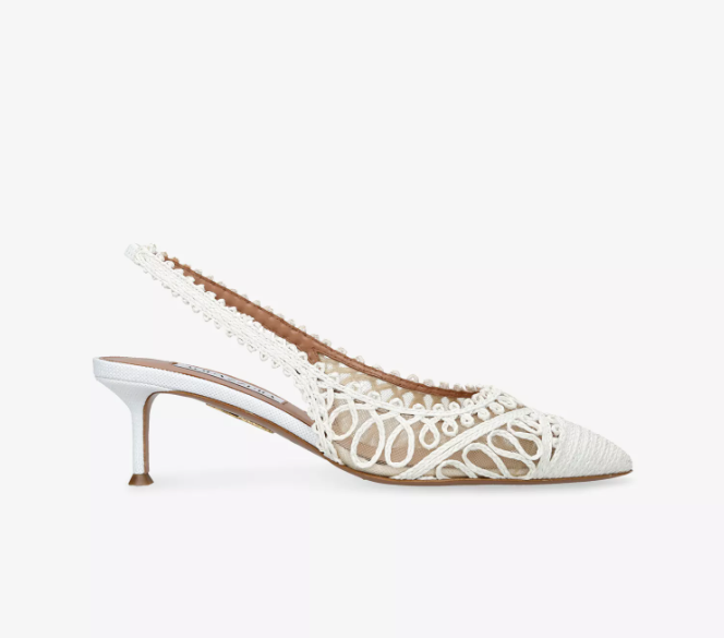 AQUAZZURA  Kahlo 50 Raffia Slingback Courts