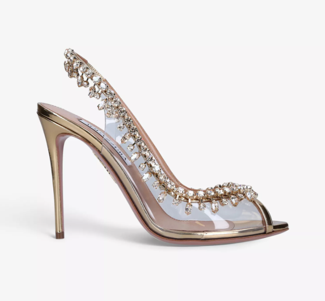 Temptation crystal-embellished leather and PVC heeled