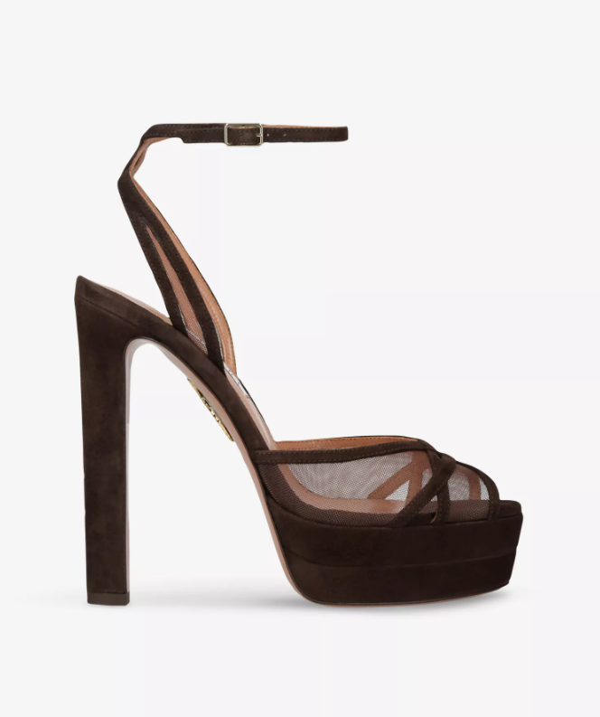 AQUAZZURA Shear Plateau 130 Suede Heeled Sandals