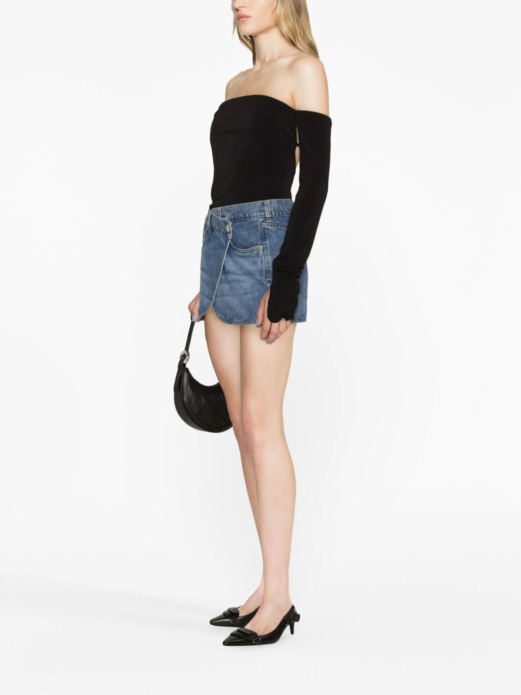 Coperni wrap denim miniskirt