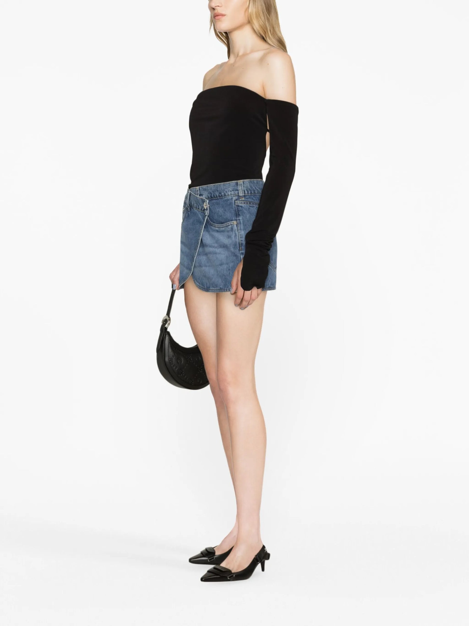 Coperni wrap denim miniskirt