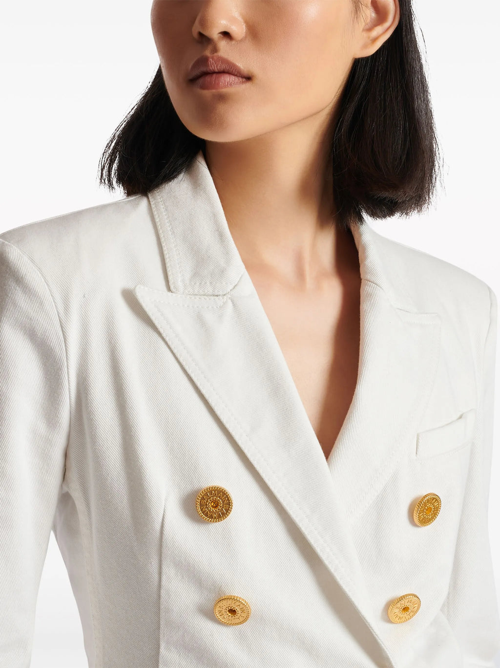 Blazer en jean croisé à 6 boutons Balmain