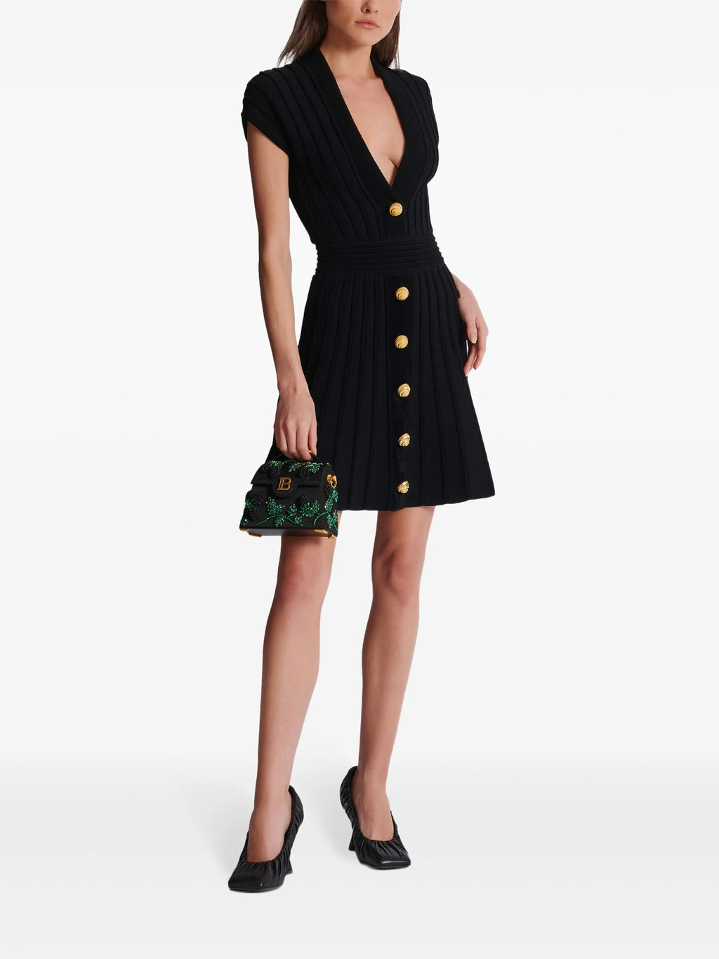 Mini-robe boutonnée en velours Balmain