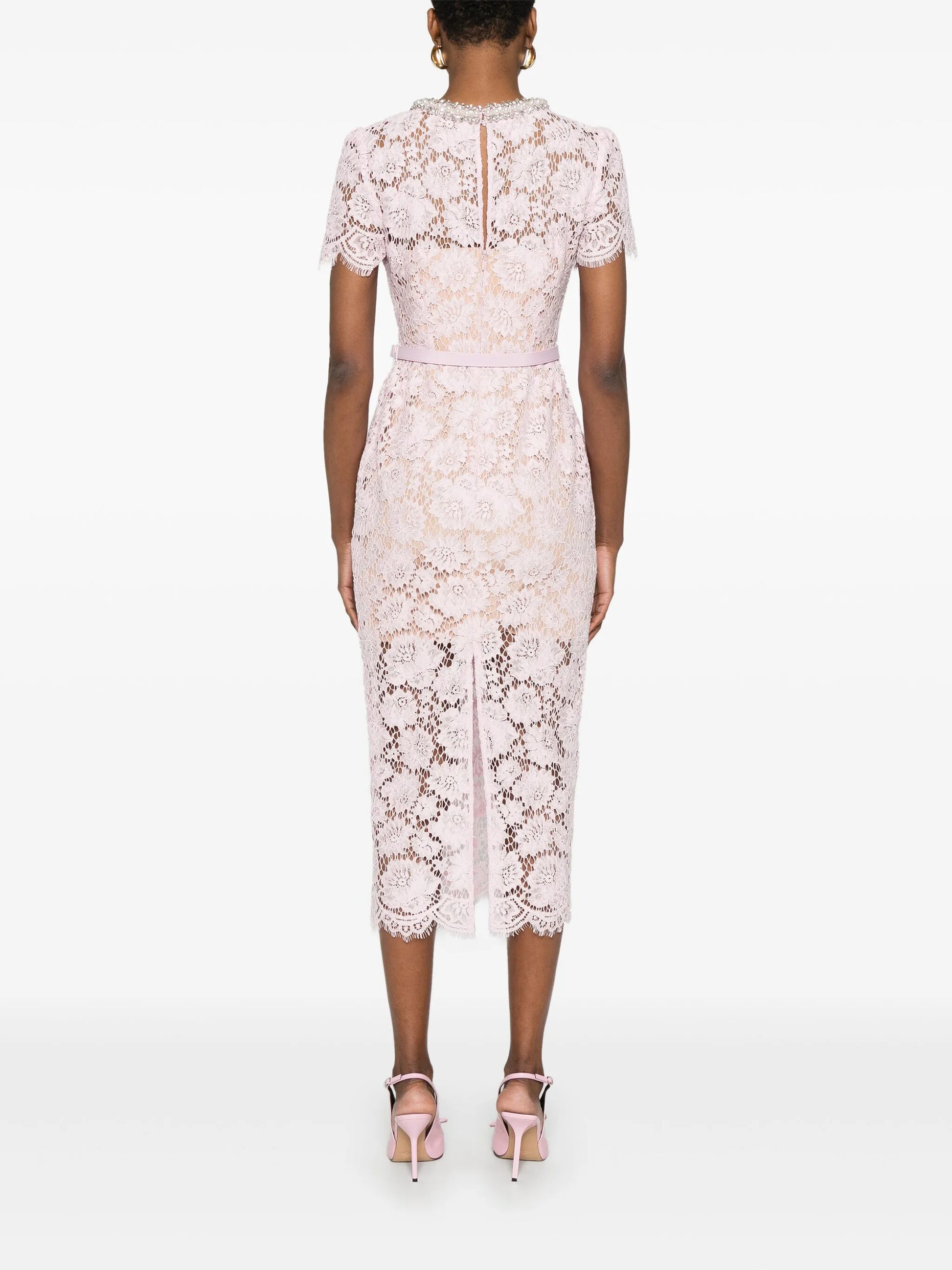 Self-Portrait lace pearl-embellished midi dress