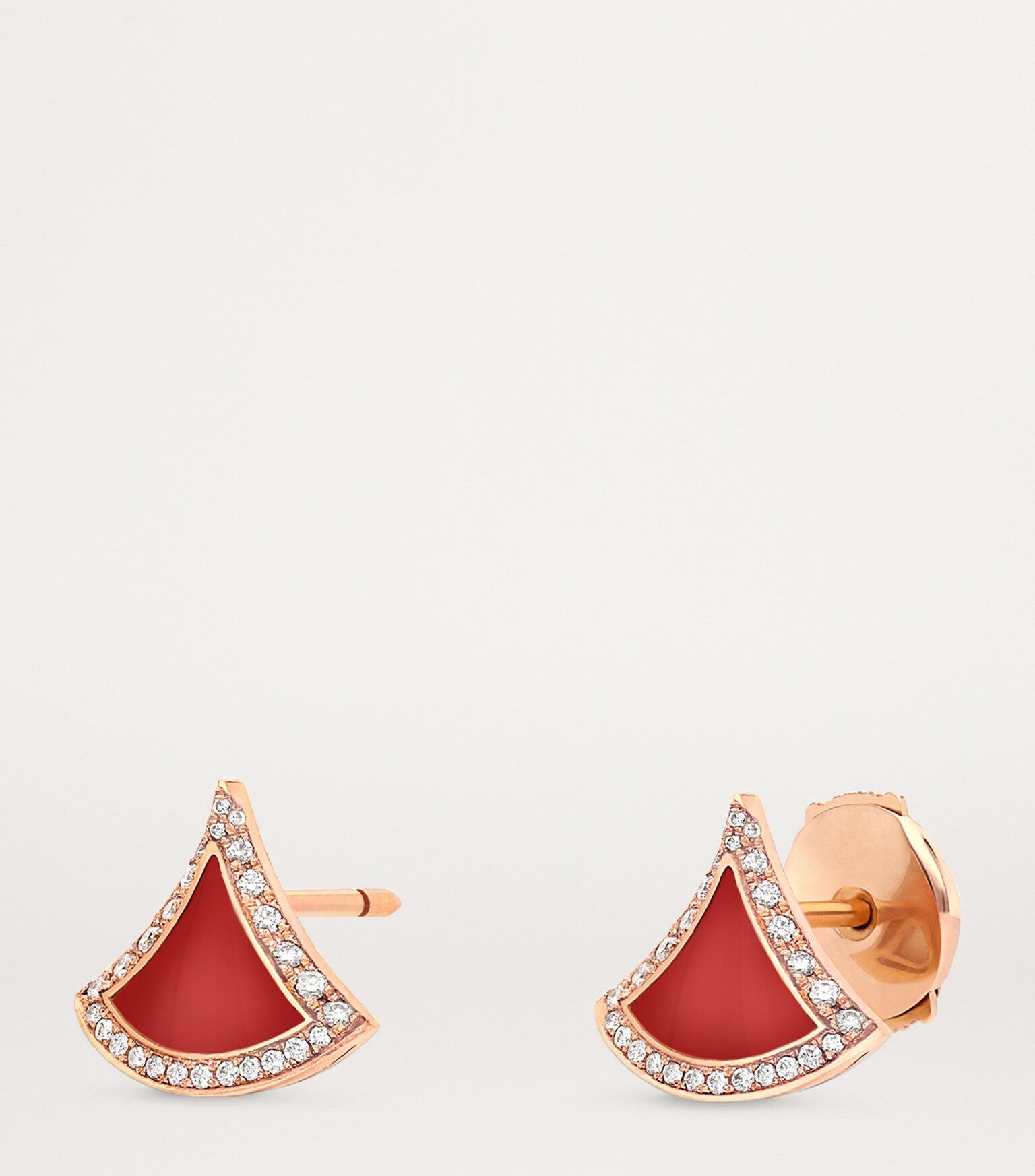 Boucles d'oreilles BVLGARI Divas' Dream en or rose, diamants et cornaline