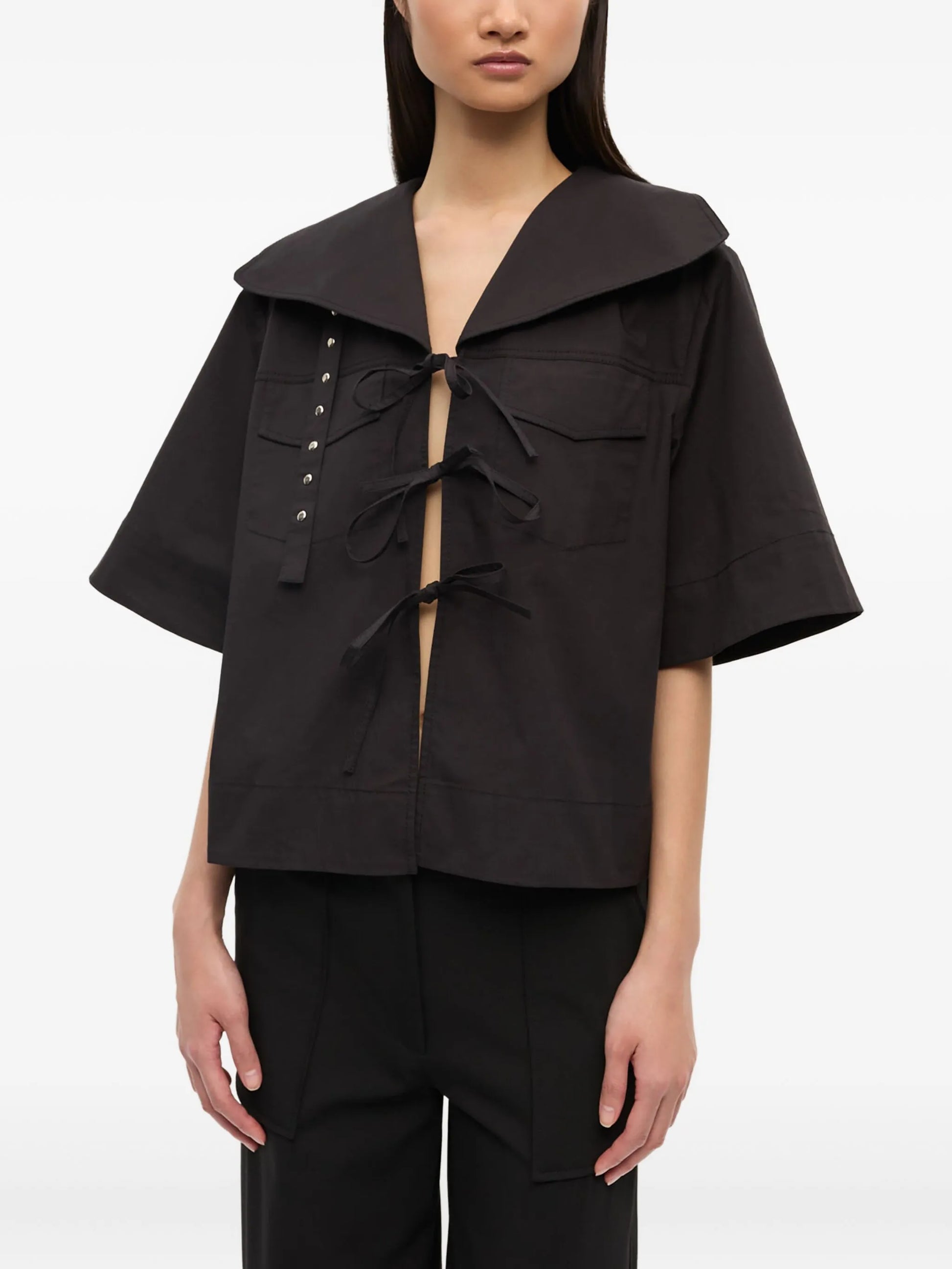 GANNI stretch-cotton blouse