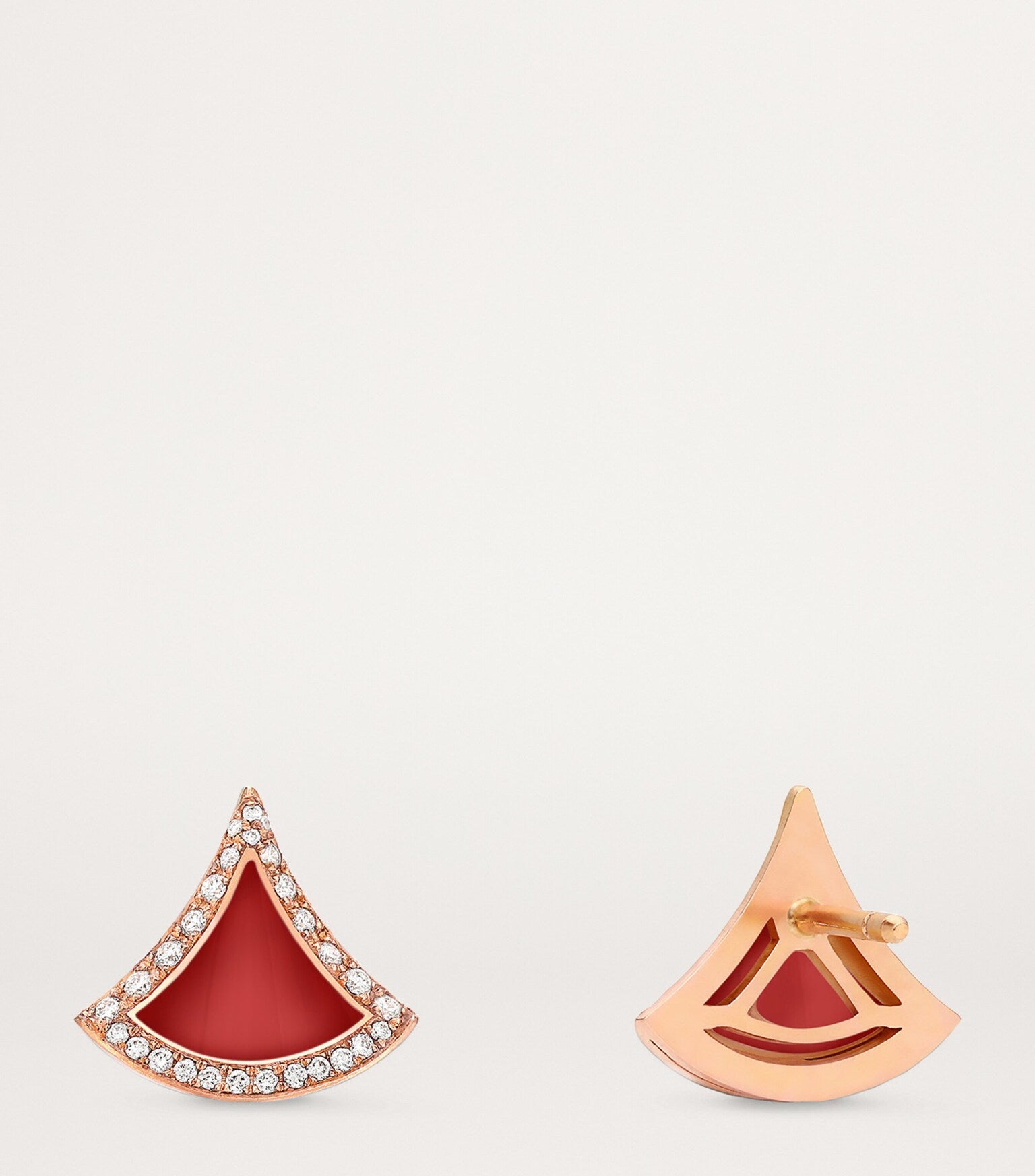 Boucles d'oreilles BVLGARI Divas' Dream en or rose, diamants et cornaline
