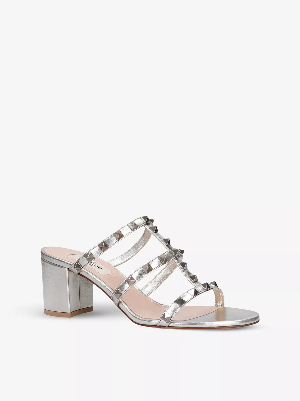 Rockstud leather heeled mules