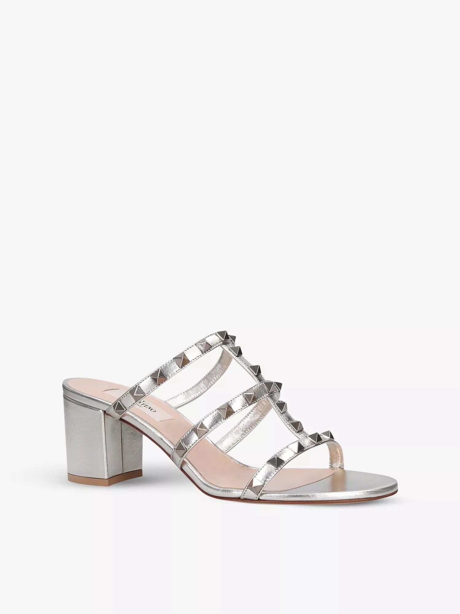 Rockstud leather heeled mules