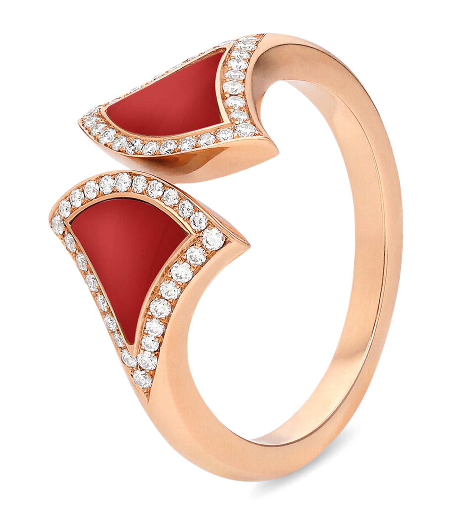 Bague BVLGARI Divas' Dream en or rose, diamants et cornaline