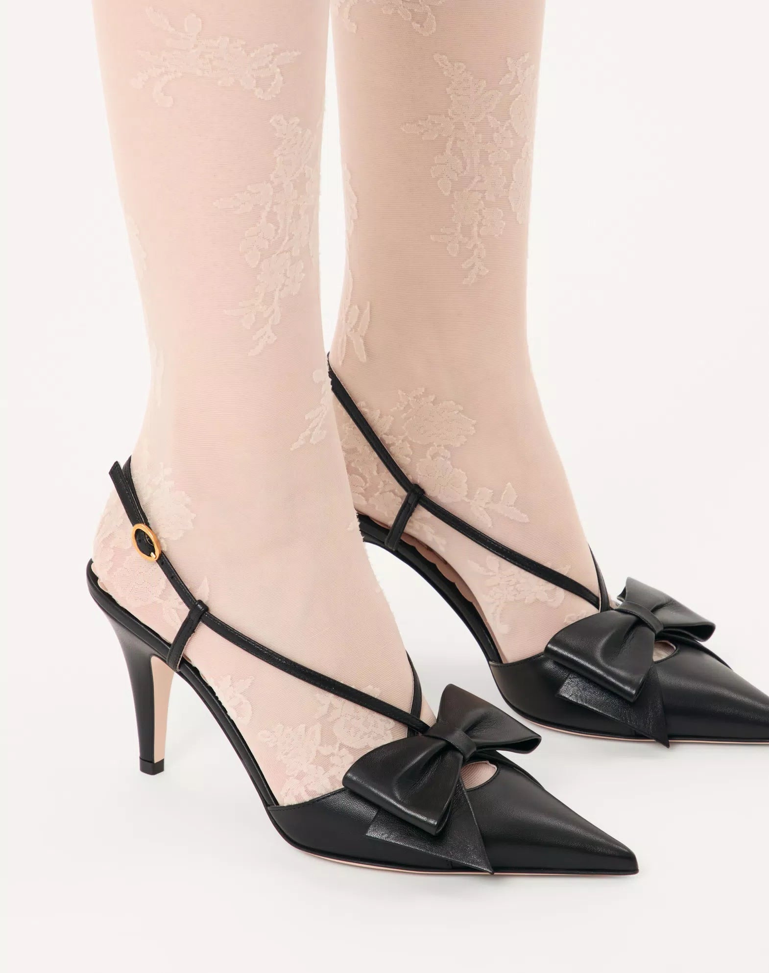 Valentino Bowow Slingback Pumps In Kidskin 85mm
