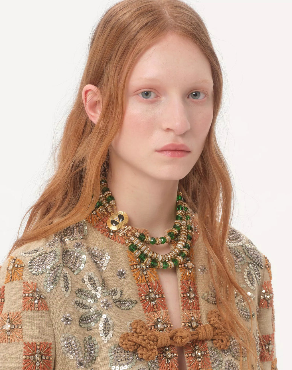 Coeur Royal Necklace In Metal, Enamel, Briole Glass, Pearls And Crystals