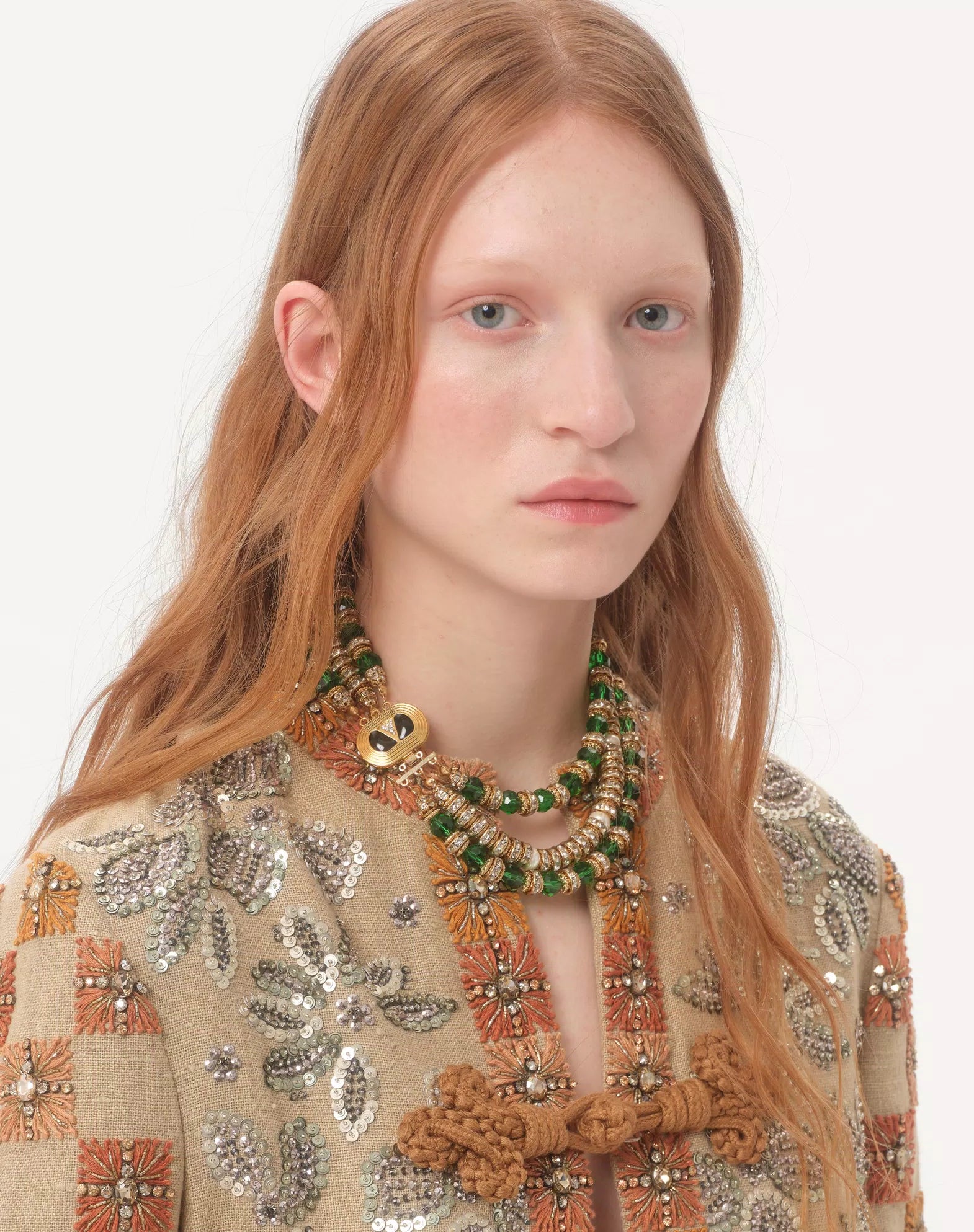 Coeur Royal Necklace In Metal, Enamel, Briole Glass, Pearls And Crystals
