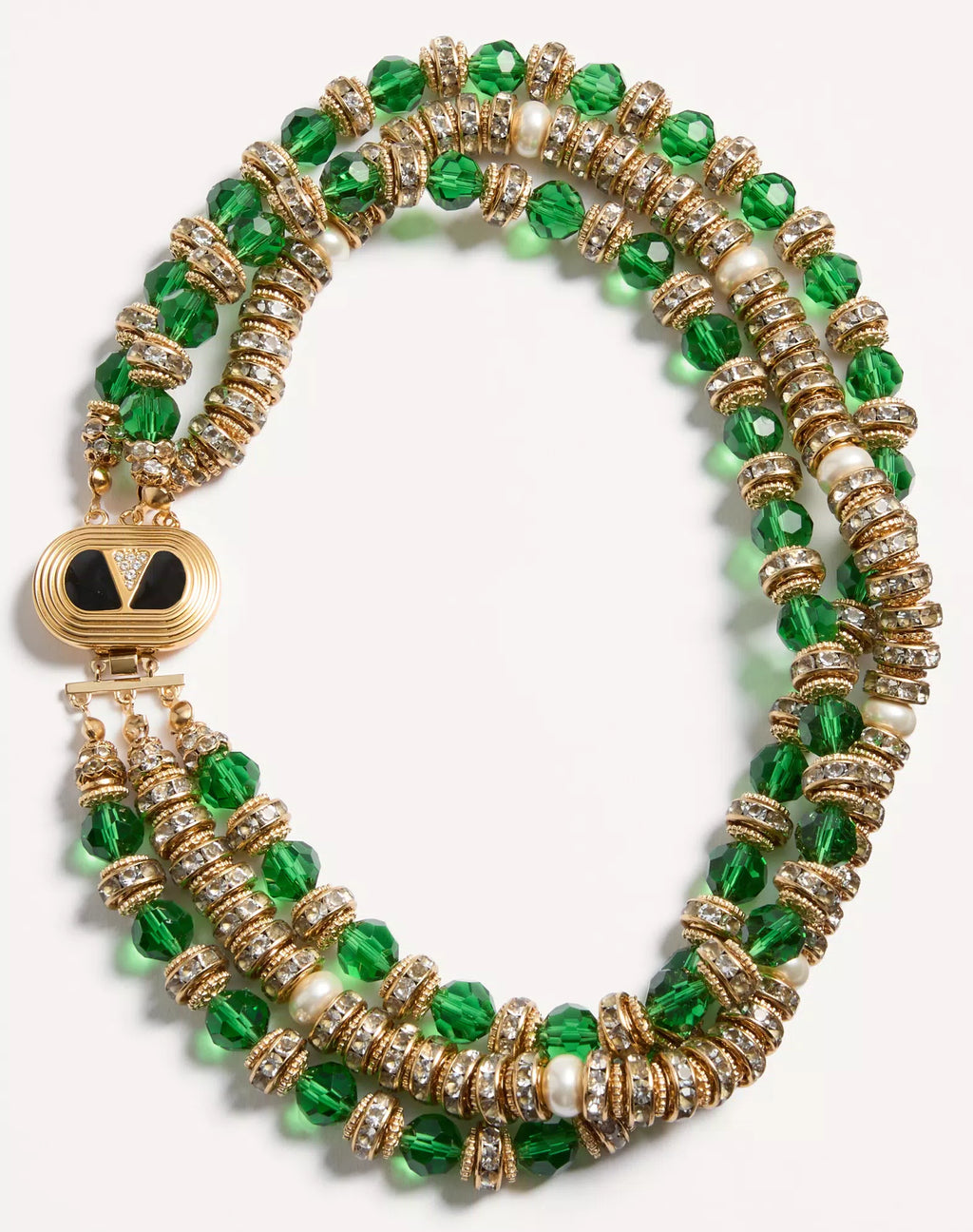 Coeur Royal Necklace In Metal, Enamel, Briole Glass, Pearls And Crystals