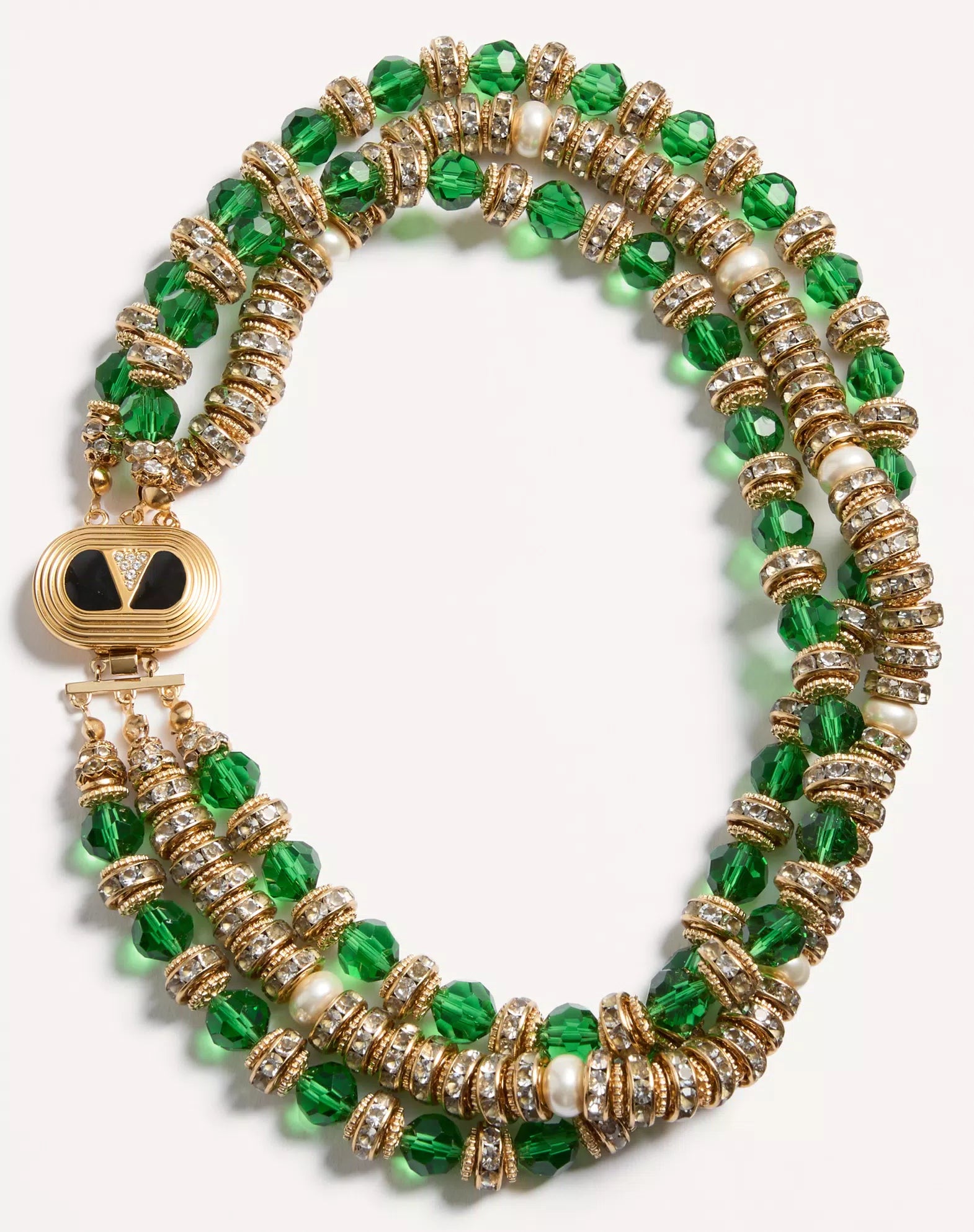 Coeur Royal Necklace In Metal, Enamel, Briole Glass, Pearls And Crystals