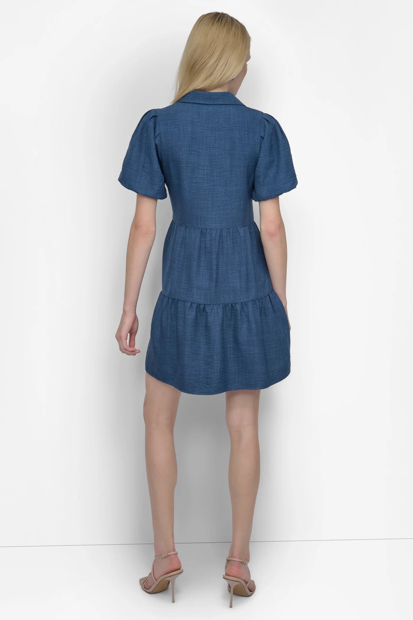 DKNY TIERED A-LINE MINI SHIRT DRESS