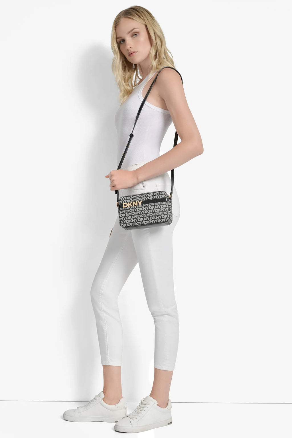DKNY AVRIL LOGO CAMERA BAG