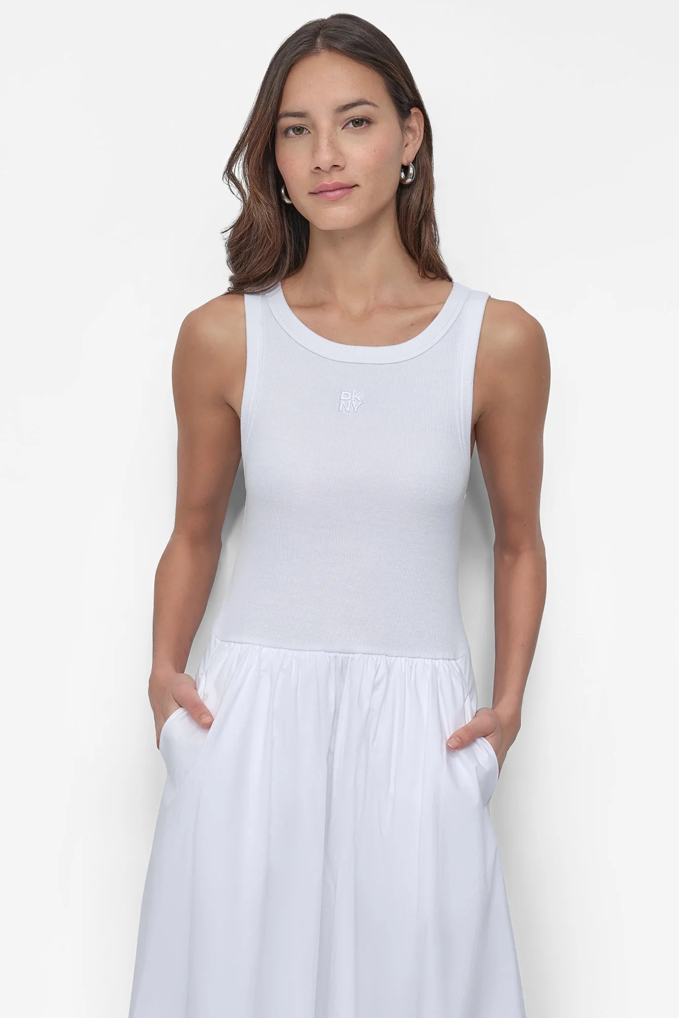 DKNY MIXED MEDIA MAXI TANK DRESS