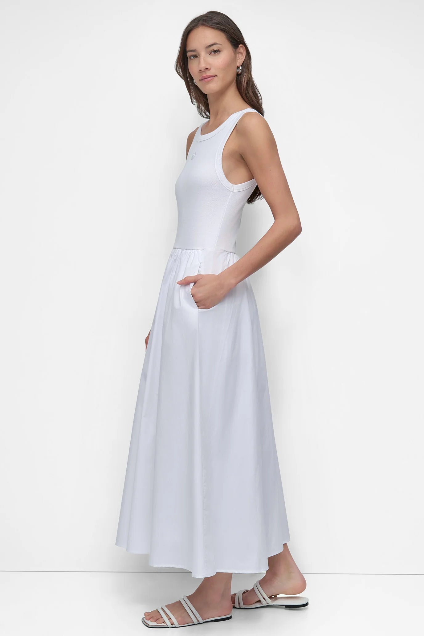 DKNY MIXED MEDIA MAXI TANK DRESS