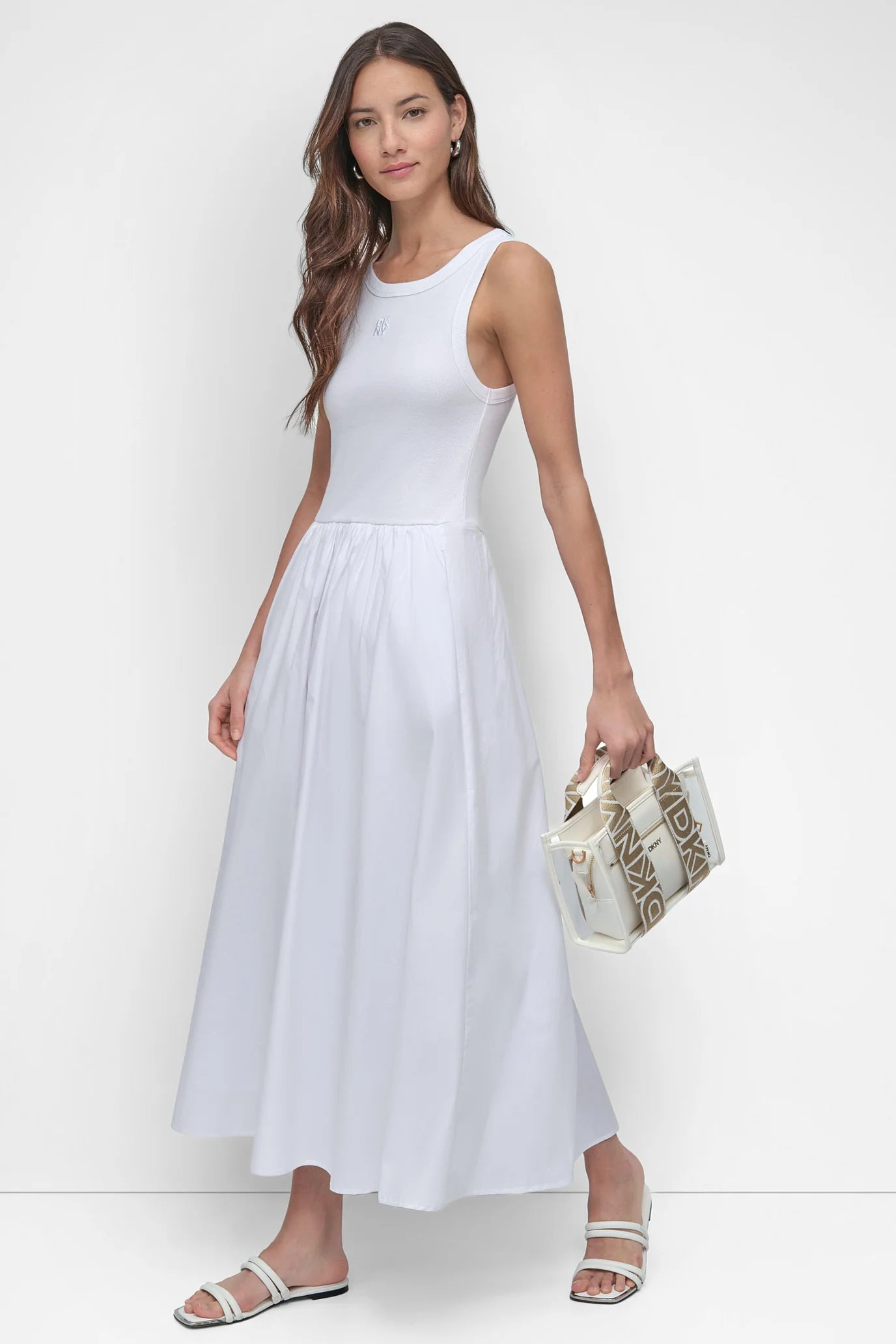 DKNY MIXED MEDIA MAXI TANK DRESS