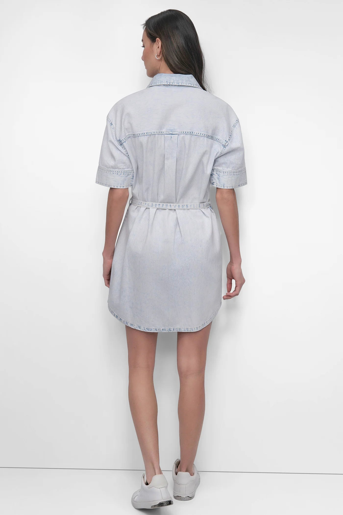 DKNY BELTED MINI SHIRT DRESS