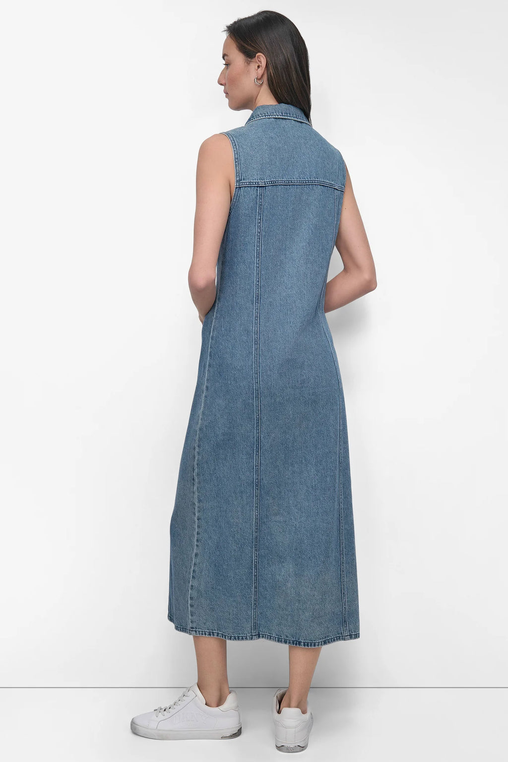 DKNY MAXI SLEEVELESS BUTTON FRONT DRESS
