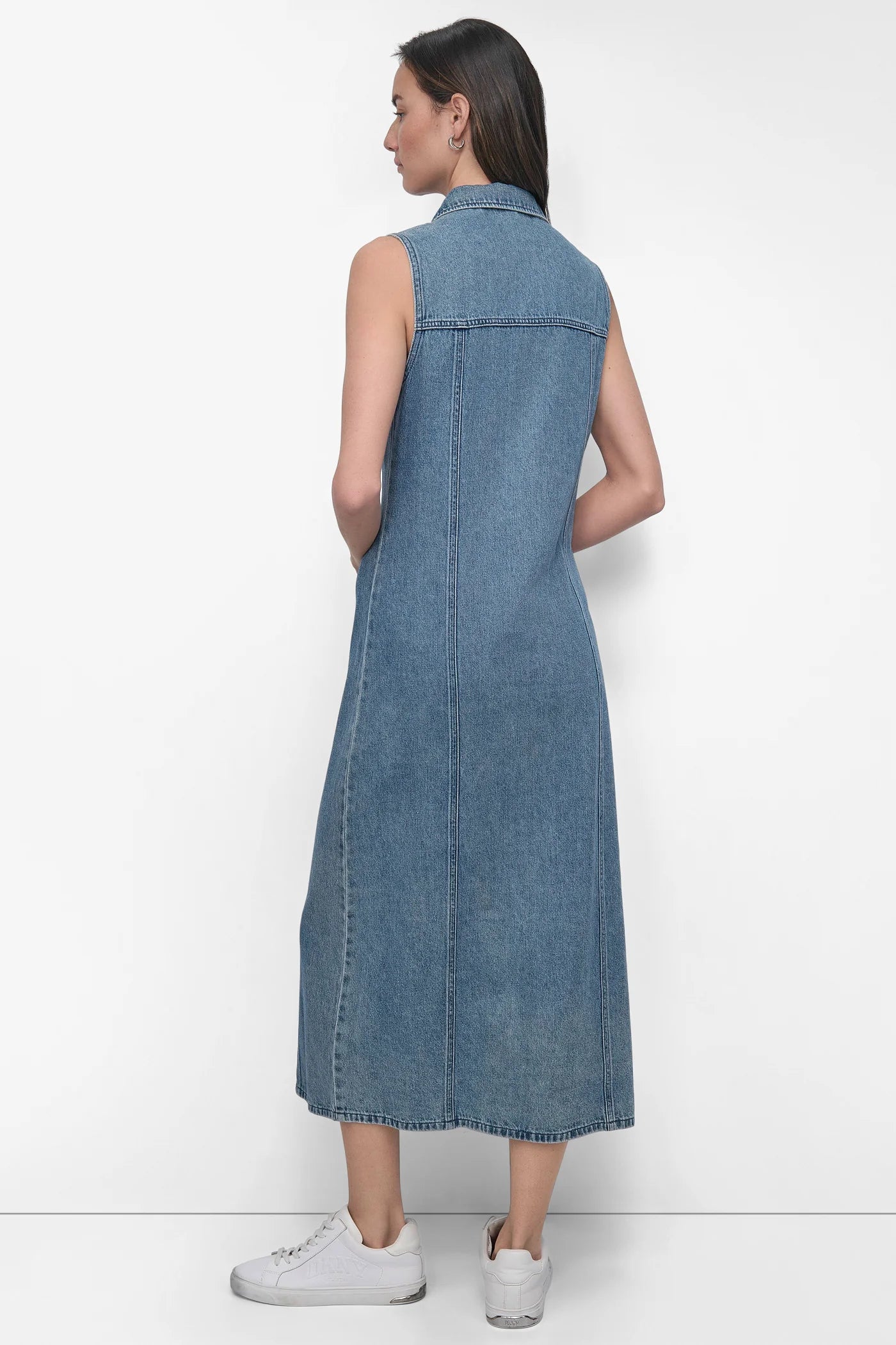 DKNY MAXI SLEEVELESS BUTTON FRONT DRESS