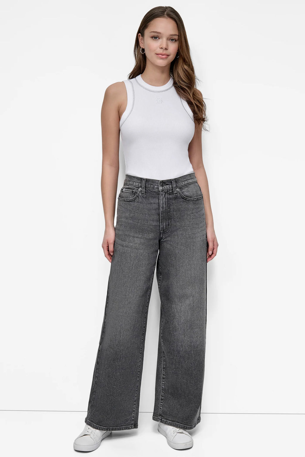DKNY HIGH-RISE WIDE-LEG JEAN