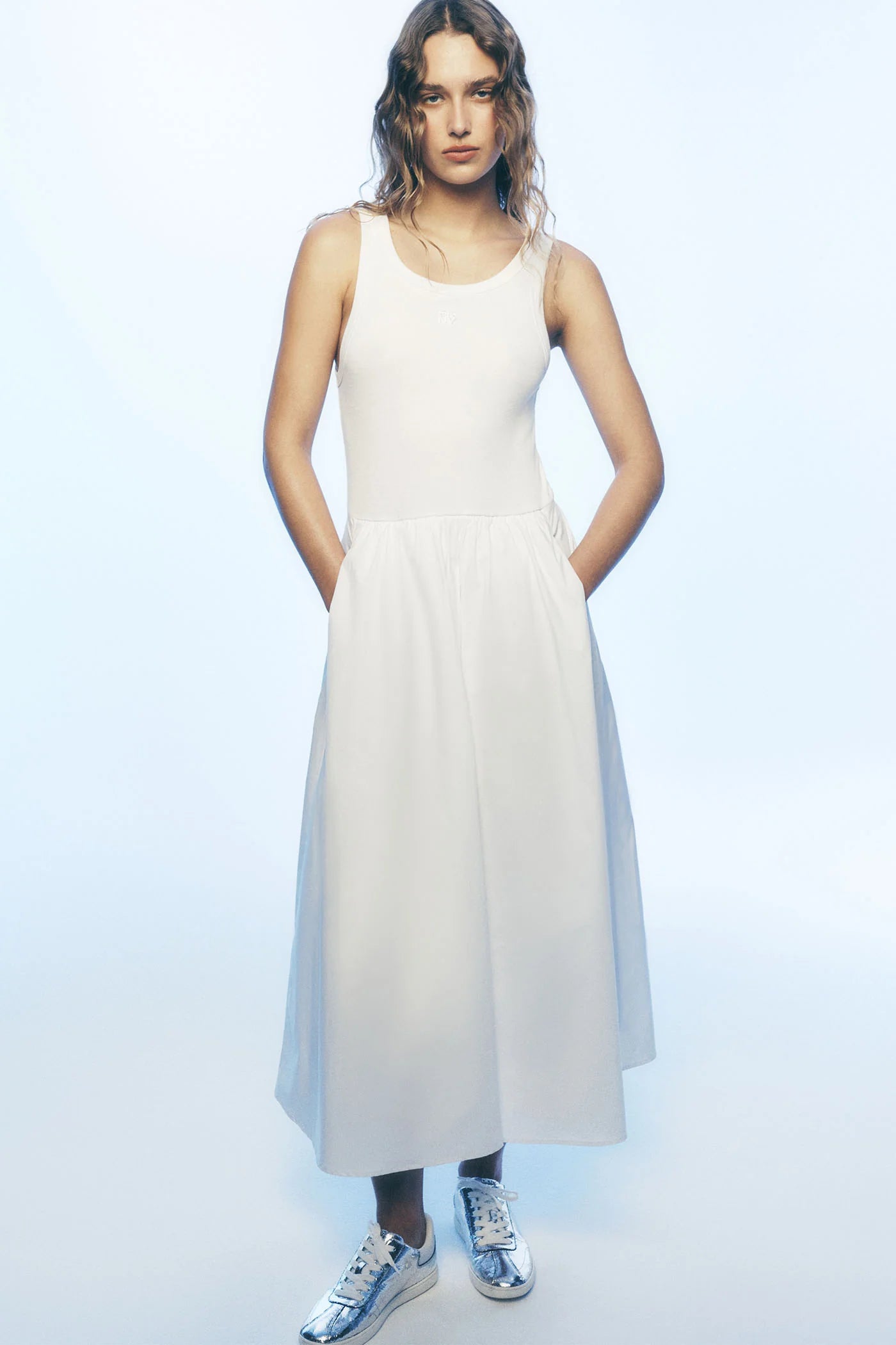 DKNY MIXED MEDIA MAXI TANK DRESS