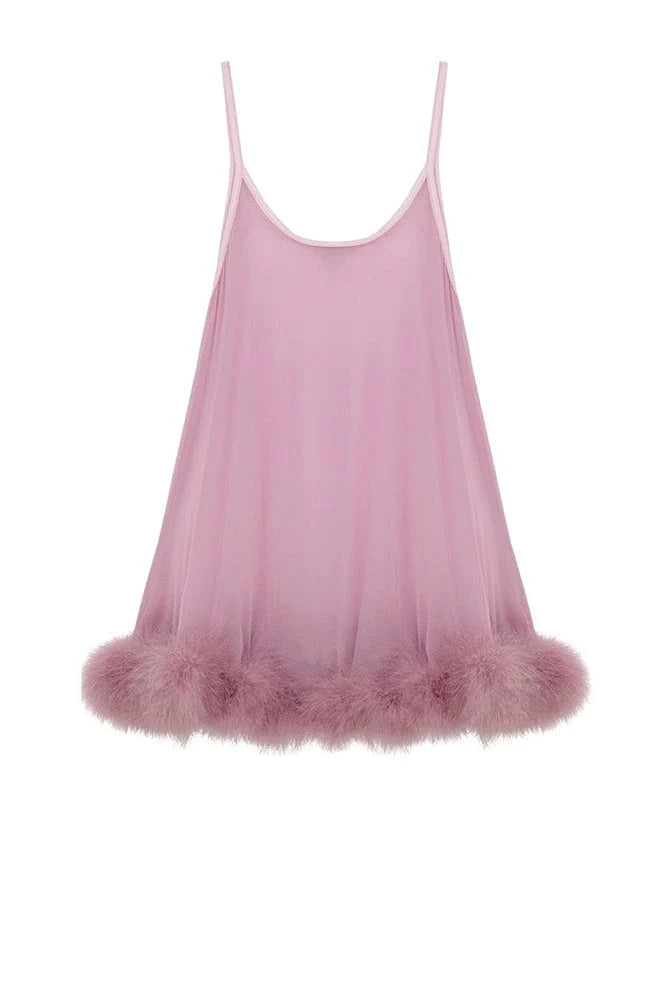 Gilda &amp; Pearl Diana Silk and Marabou Feather Babydoll
