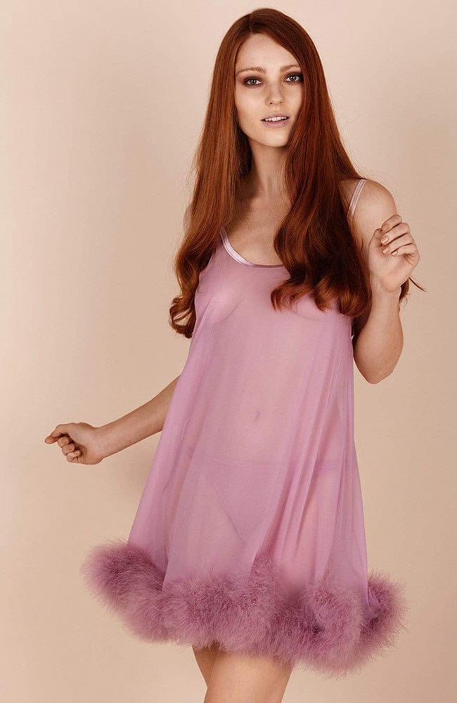 Gilda &amp; Pearl Diana Silk and Marabou Feather Babydoll