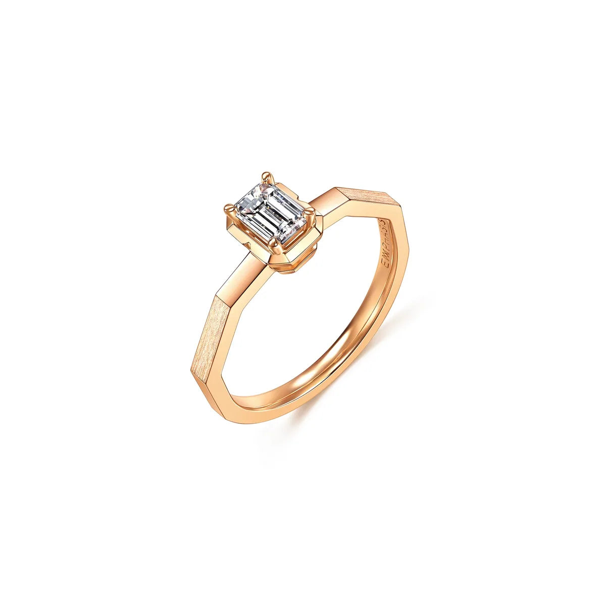 chowsangsang 'M' 18K Rose Gold Diamond Ring