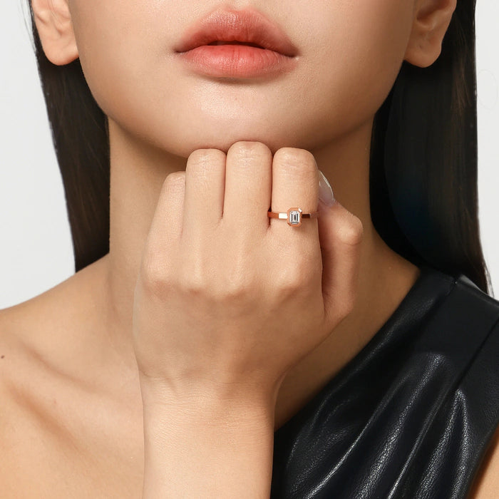 chowsangsang 'M' 18K Rose Gold Diamond Ring