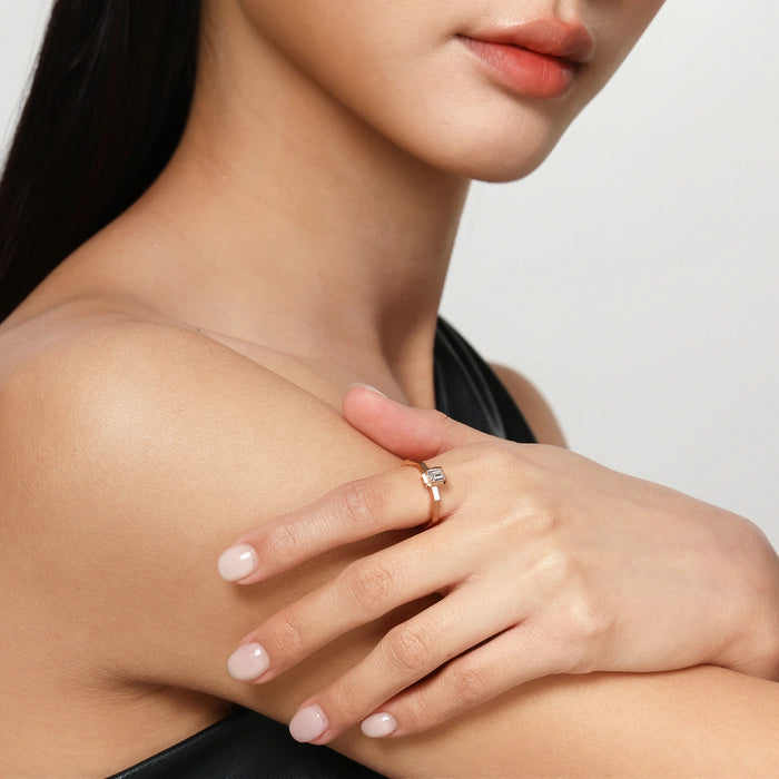 chowsangsang 'M' 18K Rose Gold Diamond Ring