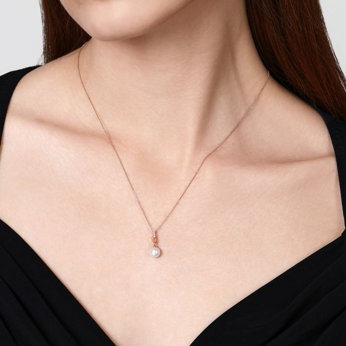 Collier de perles d'eau douce en or rose 18 carats Chowsangsang